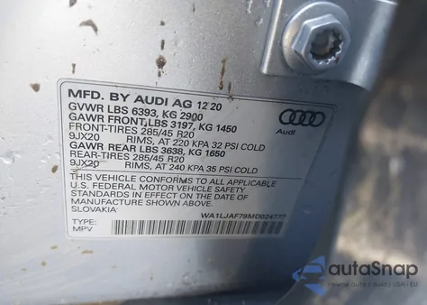 2021 Audi Q7 Premium Plus 45 Tfsi Quattro Tiptronic from USA, damaged, VIN WA1LJAF79MD024777